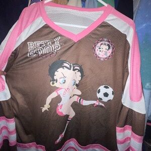 Betty Boop Women Soccer Shirt - Pink and Brown
